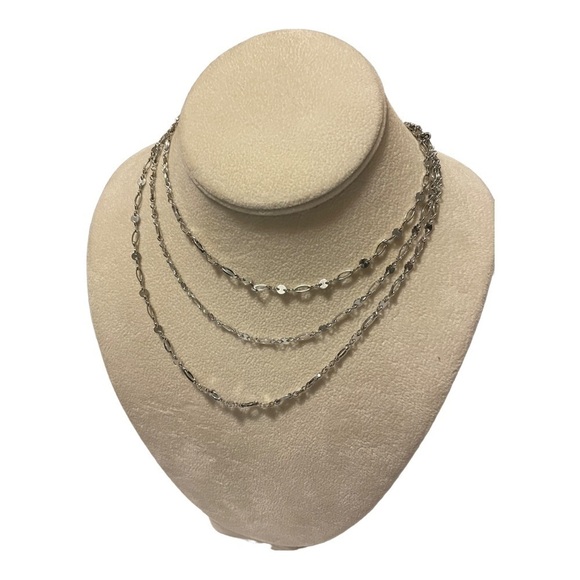 Baublebar three strand Silver Disc & Link Necklace. - Picture 2 of 12